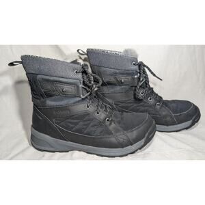 Columbia Womens Meadows Snow Boots 8.5 Black Leather Fur Omni-Heat BL 5966-010
